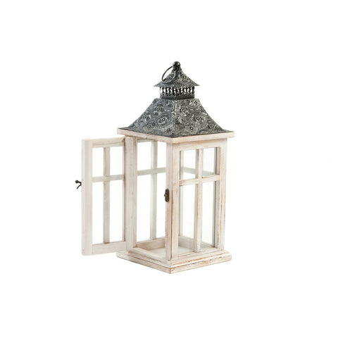 Laterne DKD Home Decor Kristall natürlich Schwarz Holz Weiß (25 x 25 x 65 cm)