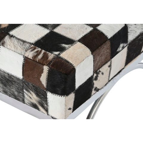 Hocker DKD Home Decor Creme Silberfarben Dunkelbraun Stahl 122 x 41 x 44 cm