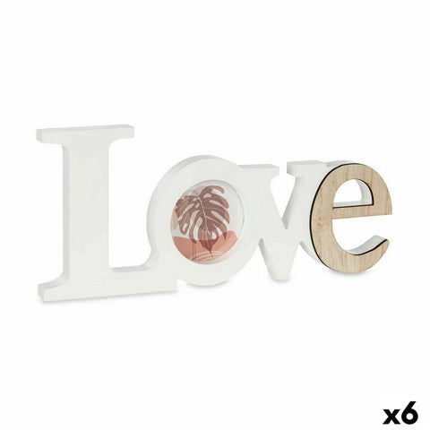 Fotorahmen Love Weiß Braun Holz MDF (31 x 13,5 x 1,8 cm) (6 Stück)