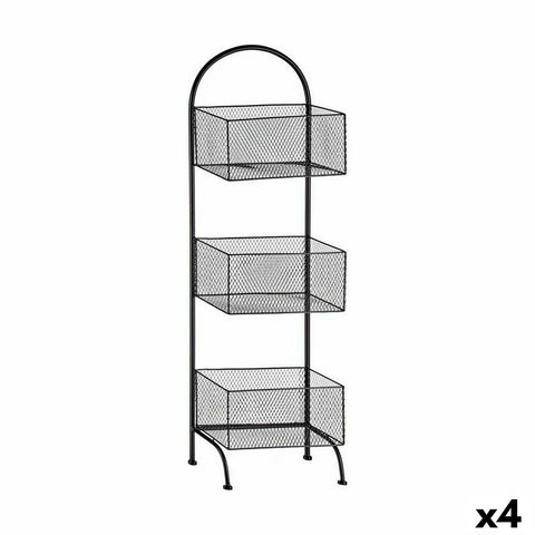 Regal Schwarz Metall 20 x 99 x 32,5 cm (4 Stück)